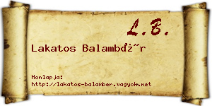Lakatos Balambér névjegykártya